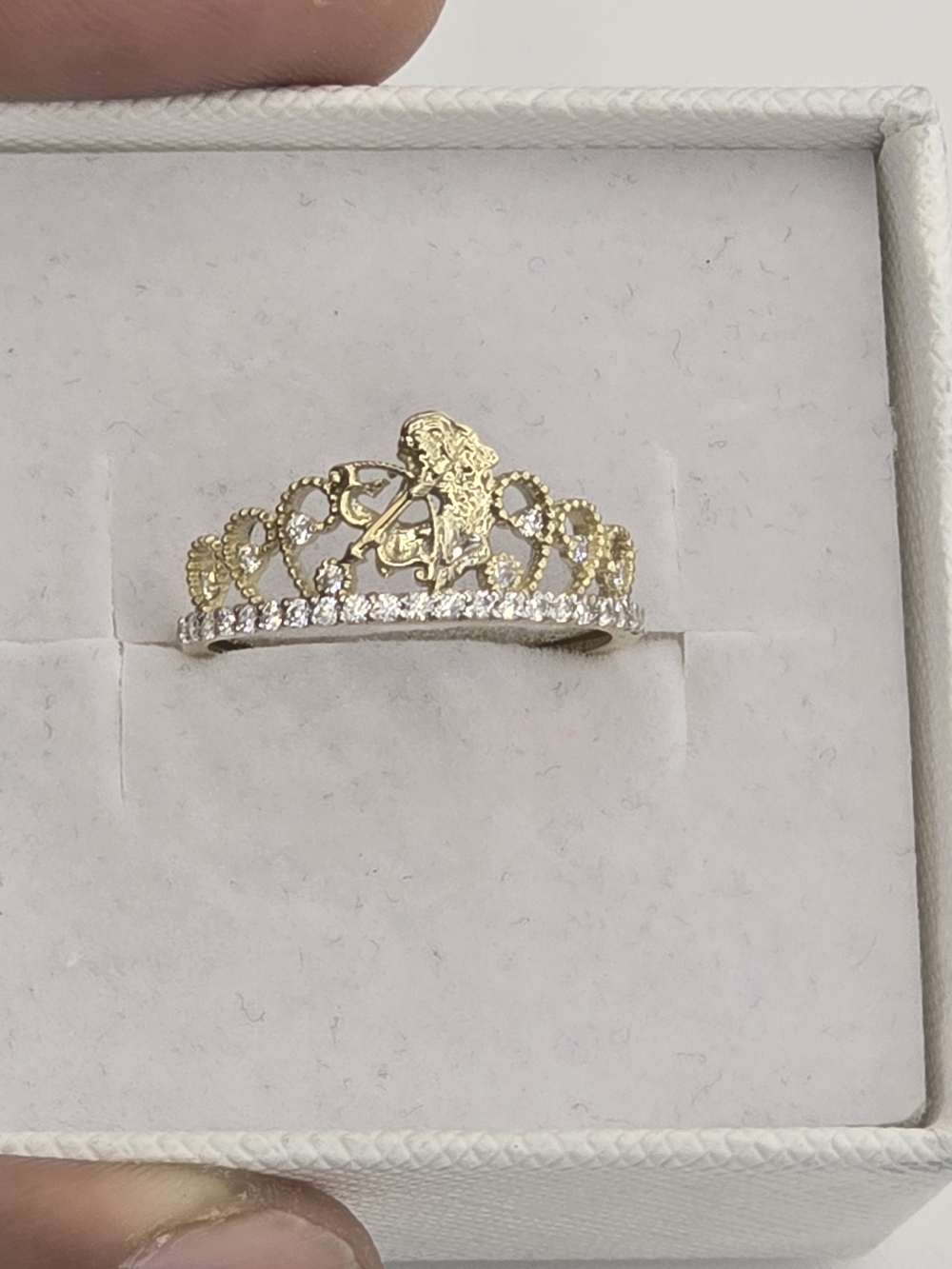 10kt Real Gold Crown Sagittarius Ring For Women